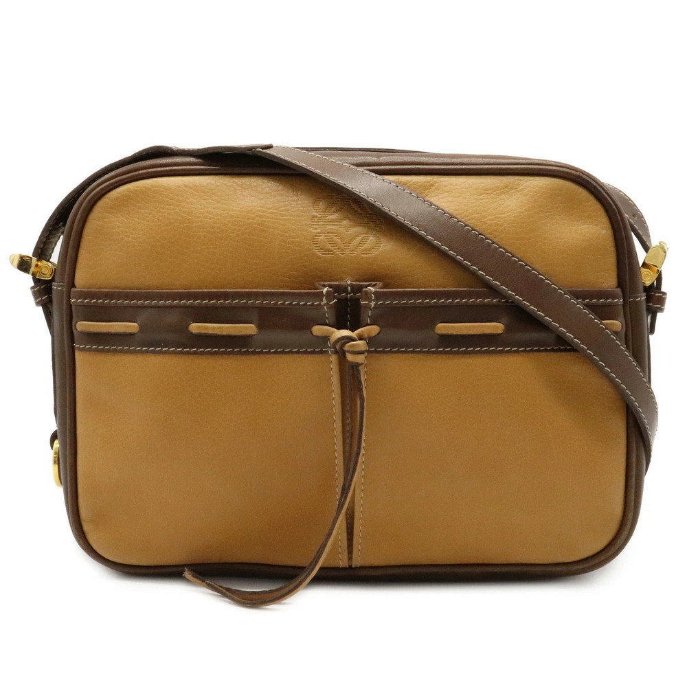 Loewe Anagram Crossbody Bag Leather Brown Yellow Beige Cream